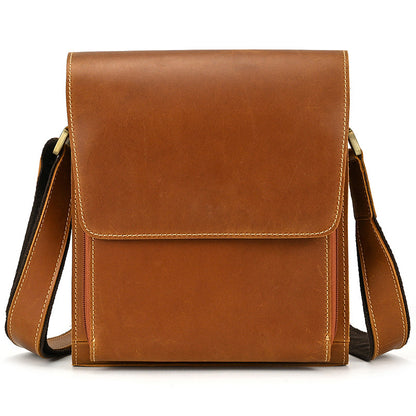 Men’s First Layer Cowhide Crossbody Bag Crazy Horse Leather Shoulder