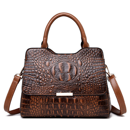 Women’s Luxury Patent Leather Crocodile Pattern Handbag Elegant Shoulder Bag