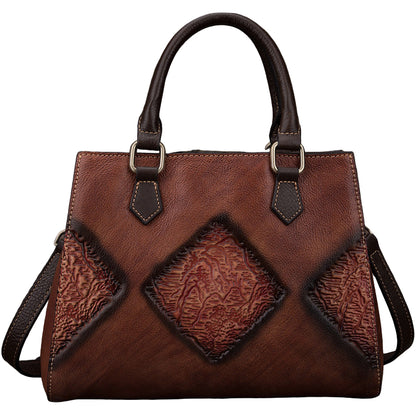 Women’s Genuine Cowhide Leather Retro European Luxury Handbag Purse
