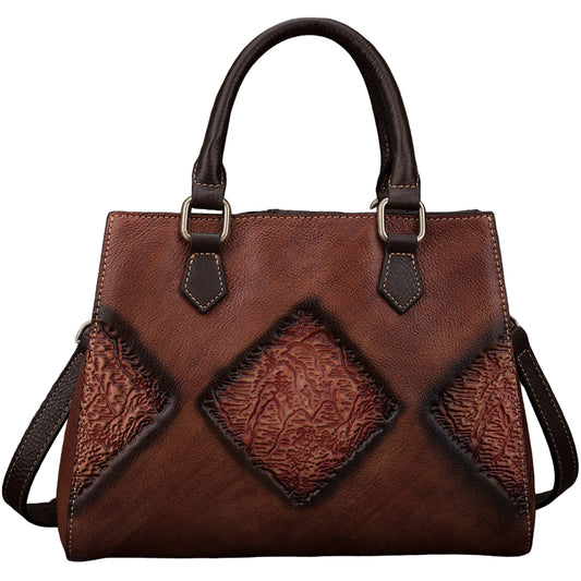Women’s Genuine Cowhide Leather Retro European Luxury Handbag Purse