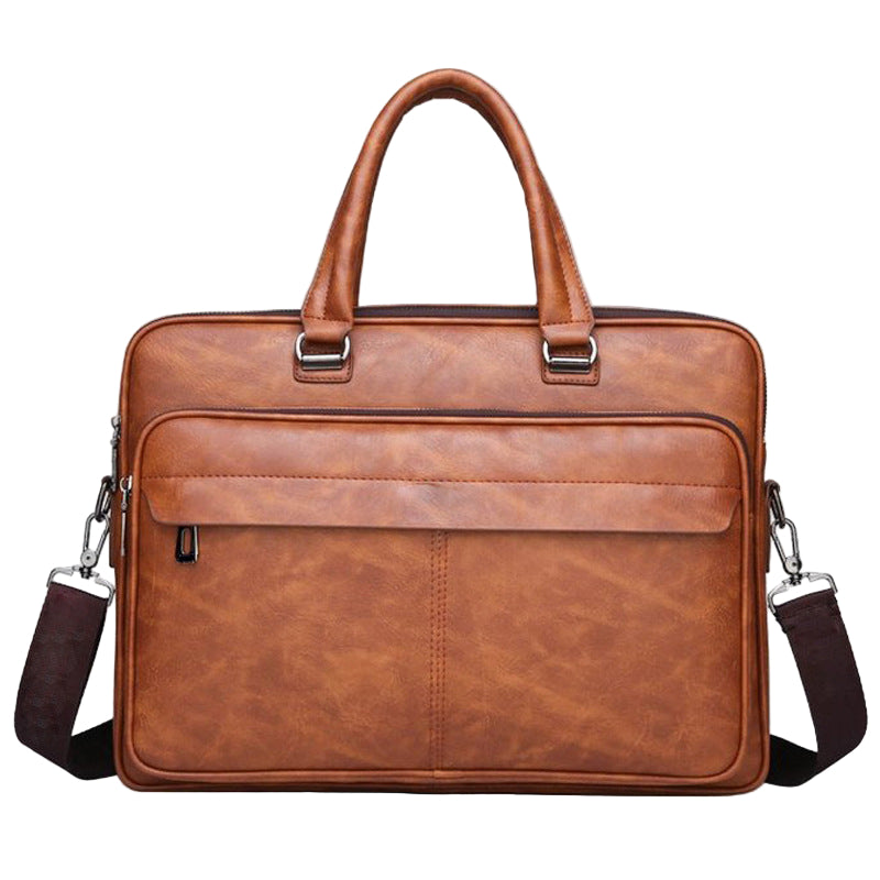 Men’s Simple Business Handbag Stylish Leather Briefcase Office Work Bag