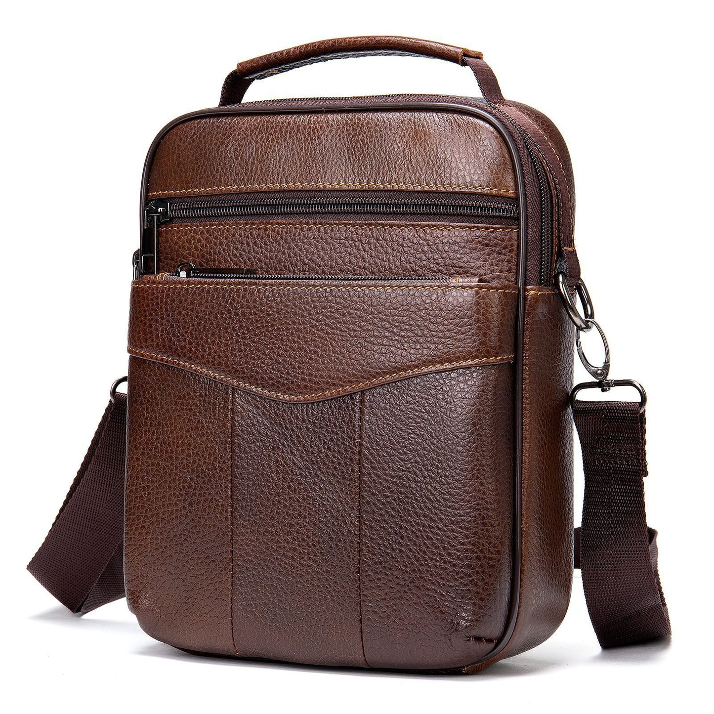 Men’s Casual Leather Messenger Bag First Layer Cowhide Shoulder Satchel