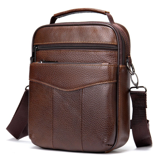 Men’s Casual Leather Messenger Bag First Layer Cowhide Shoulder Satchel