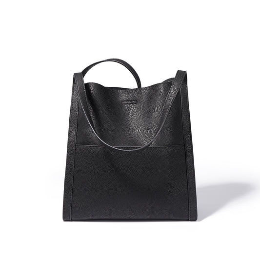 Women’s Large Capacity Cowhide Leather Bucket Tote Shoulder Handbag