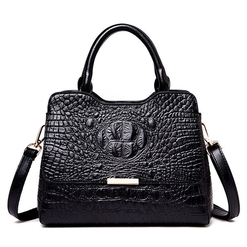 Women’s Luxury Patent Leather Crocodile Pattern Handbag Elegant Shoulder Bag