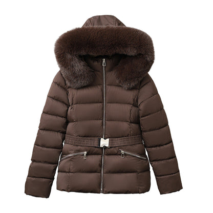 Women's Elegant Warm Cotton-Padded Coat with Fur Collar