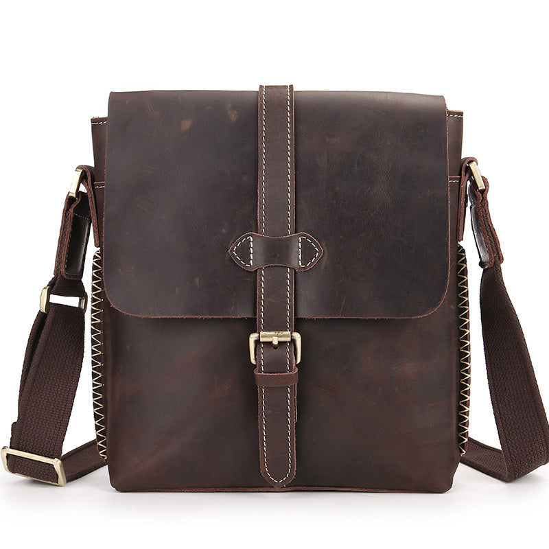 Men's Top Quality Leather Messenger Bag - Cowhide Square Shoulder Bag