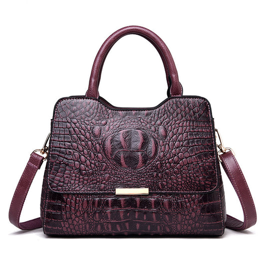 Women’s Luxury Patent Leather Crocodile Pattern Handbag Elegant Shoulder Bag