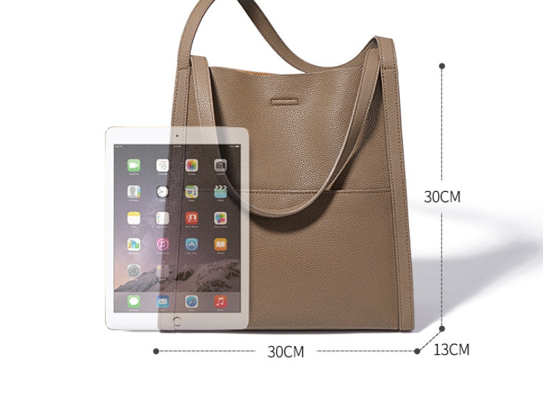 Women's Large Capacity Shoulder Bag | Sentong Qin Bucket First Layer Cowhide Tote