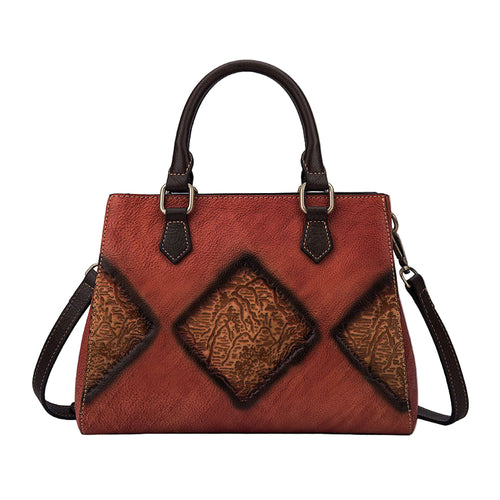 Women’s Genuine Cowhide Leather Retro European Luxury Handbag Purse