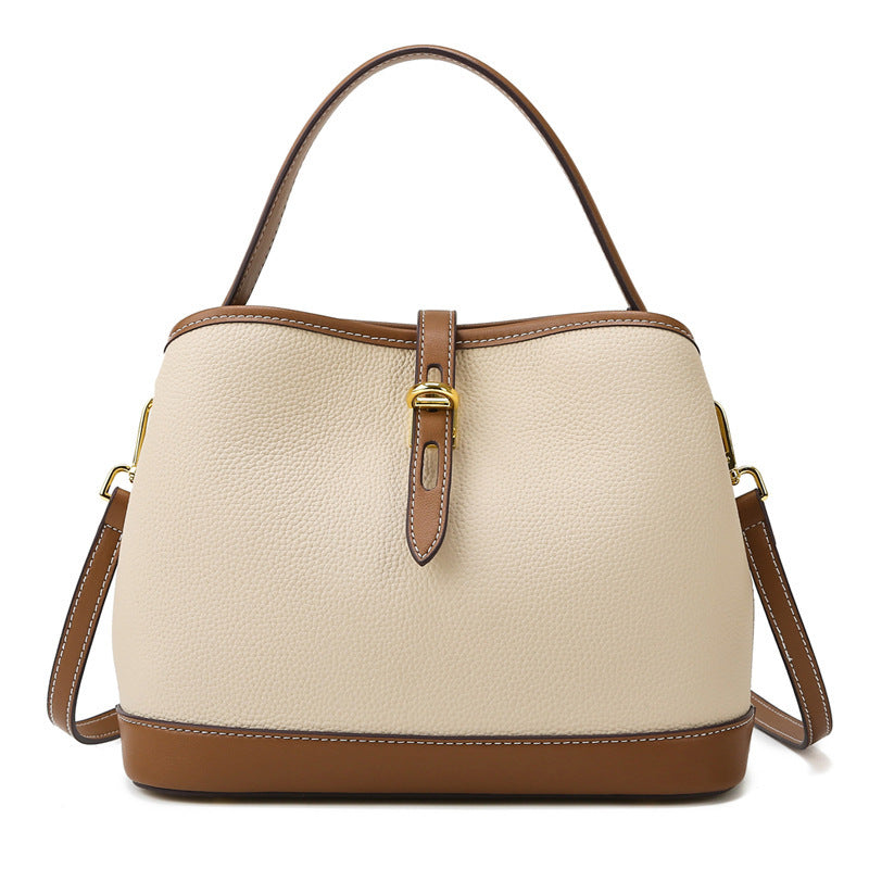 Womens Lychee Pattern Large Capacity Contrast Color Single Shoulder Messenger Bag