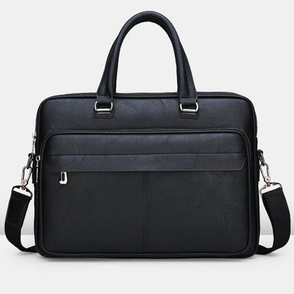 Men’s Simple Business Handbag Stylish Leather Briefcase Office Work Bag
