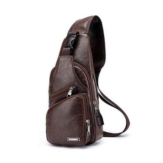 Men's USB Charging Chest Bag Diagonal Messenger Travel Shoulder