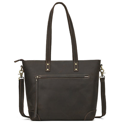 Women’s Luxury Horse Leather Tote Bag Large Capacity Genuine Purse