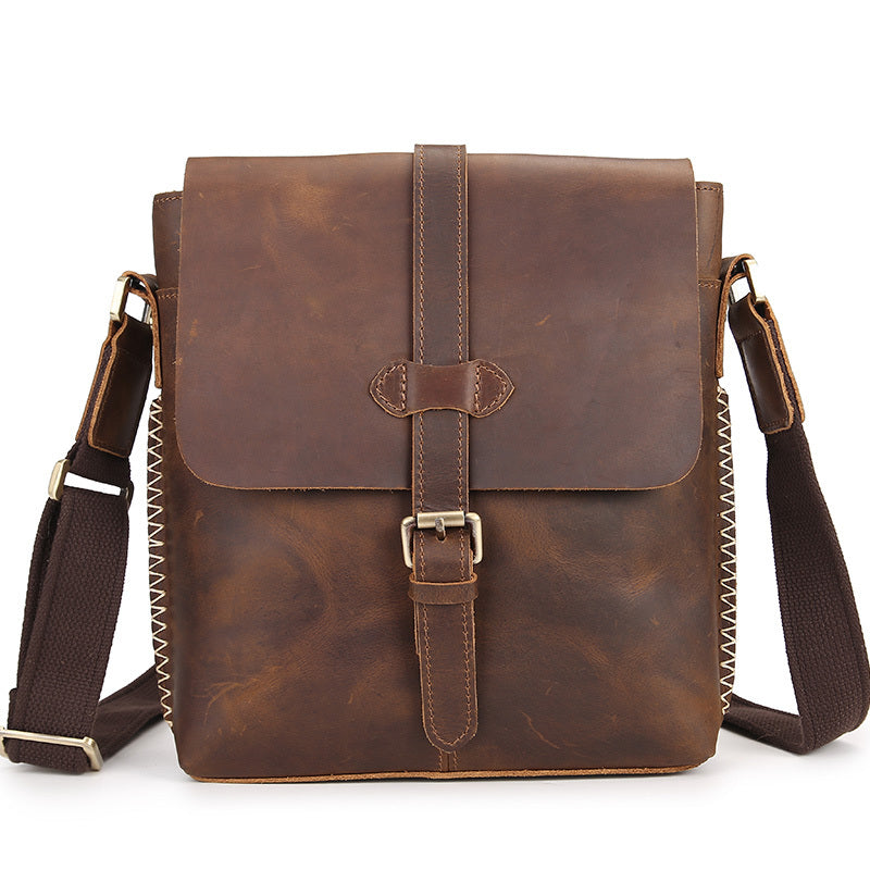 Men's Top Quality Leather Messenger Bag - Cowhide Square Shoulder Bag
