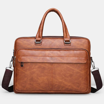 Men’s Simple Business Handbag Stylish Leather Briefcase Office Work Bag