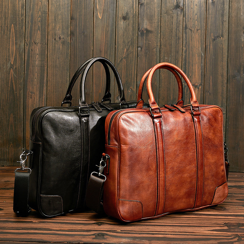 Mens Skeleton-skin Genuine Leather High-grade Briefcase