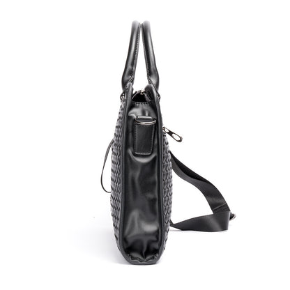 Men's Woven Business Casual Briefcase Shoulder Crossbody Computer Bag