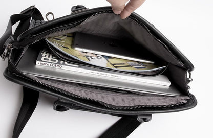 Men's Woven Business Casual Briefcase Shoulder Crossbody Computer Bag