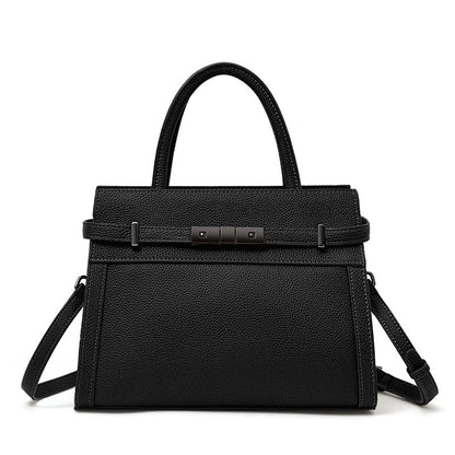 Women’s Luxury Genuine Leather Clamshell Handbag Stylish Shoulder Purse