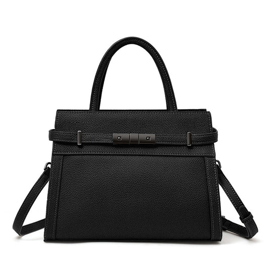Women’s Luxury Genuine Leather Clamshell Handbag Stylish Shoulder Purse