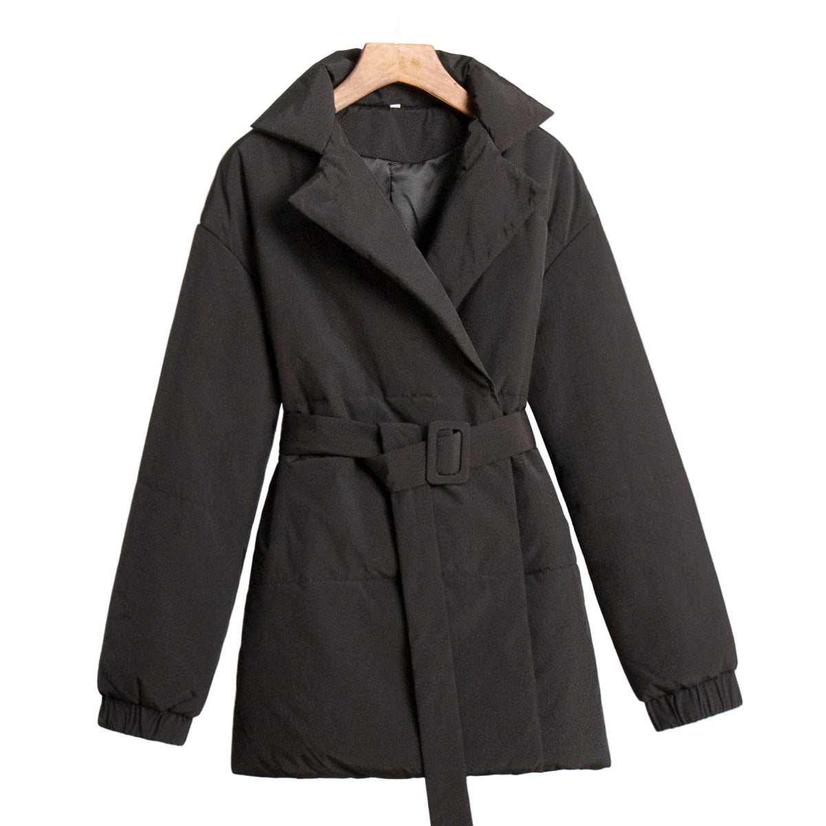 Women's Thick Cotton Jacket with Drawstring Slim Fit Design